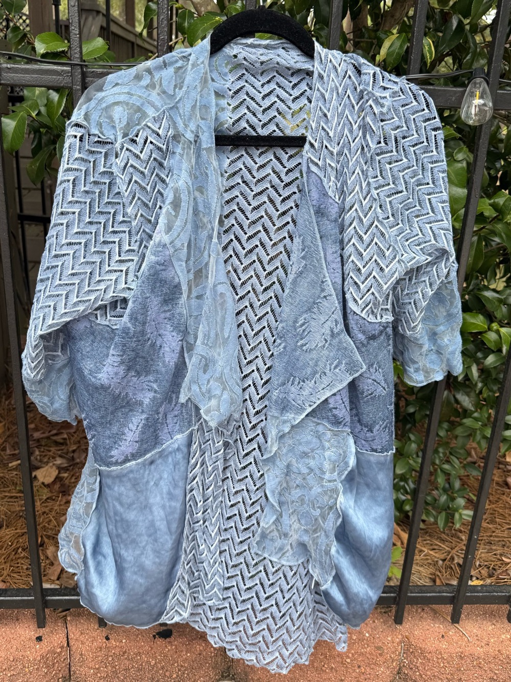Sheer Boho Open Front Cardigan - Dusty Blue S/M
